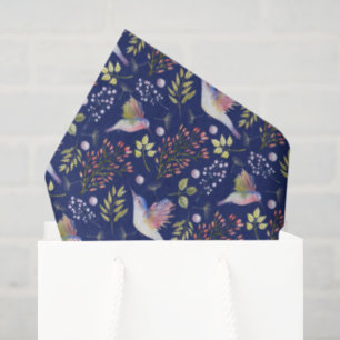 Papel De Seda Fondo personalizado con patrón de colibríes y flor