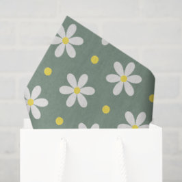 Papel De Seda Fondo Personalizado con Patrón de Margaritas Blanc