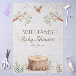 Papel De Seda Fondo personalizado para baby shower Boho Woodland
