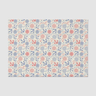 Papel De Seda Fondo rojo y marino con ancla