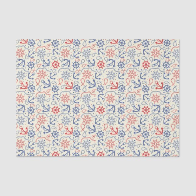 Papel De Seda Fondo rojo y marino con ancla (Anverso)