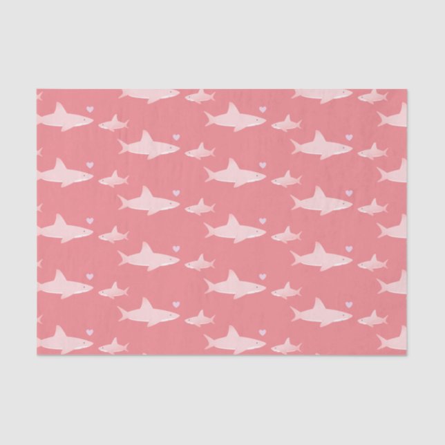 Papel De Seda Fondo rosa sólido tiburón suave | BABY SHOWER (Anverso)