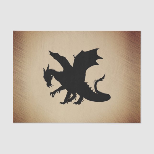 Papel De Seda Fondo Rústico del Dragón Negro (Anverso)
