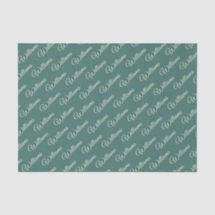 Papel De Seda fondo verde azulado con texto en color crema