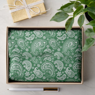 Papel De Seda Fondo verde de Navidad con estampado de cachemira