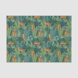 Papel De Seda Fondo verde del patrón de jungla leopardo