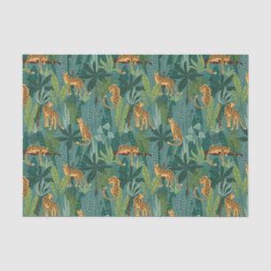 Papel De Seda Fondo verde del patrón de jungla leopardo