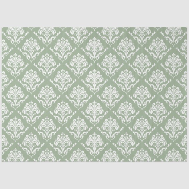 Papel De Seda Fondo verde del sabio de los amortiguadores blanco (Anverso)
