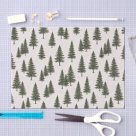 Papel De Seda Forest Green Pine Tree Woodland Pattern