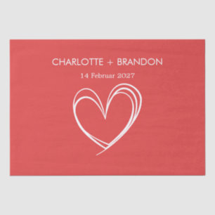 Papel De Seda Forma de corazón rojo Personaliza el nombre y la f