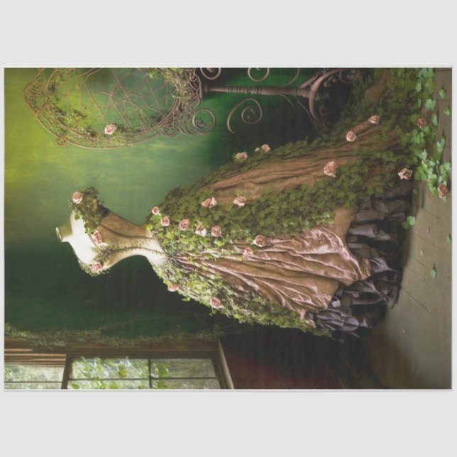 Papel De Seda Forma de vestir rosa (Anverso)