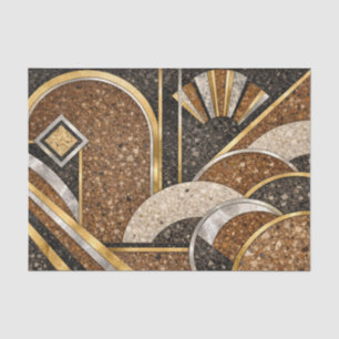 Papel De Seda Formas abstractas Art Deco marrón, beige y negro