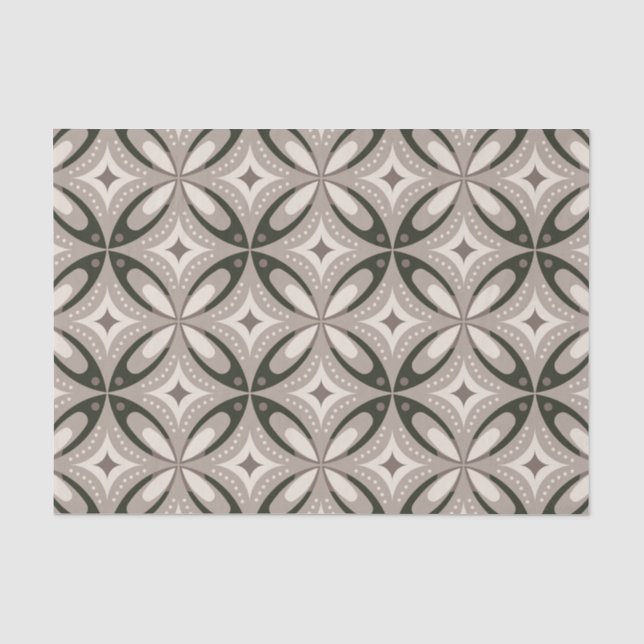 Papel De Seda Formas circulares retro beige y marrón (Anverso)