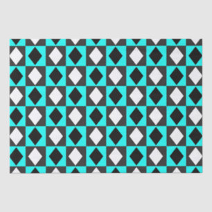 Papel De Seda Formas de diamante geométrico azul negro blanco
