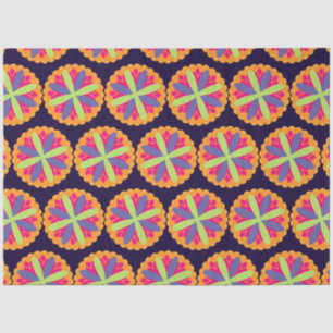 Papel De Seda Formas Florales Naranja Vibrante