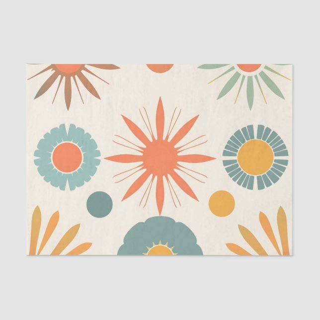 Papel De Seda Formas Retro Starburst y Mid Century (Anverso)
