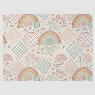 Papel De Seda Formas Retro y Texturas Punteadas en Pastel Terros