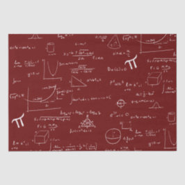 Papel De Seda Fórmulas Matemáticas Gráficas en Blanco Granate