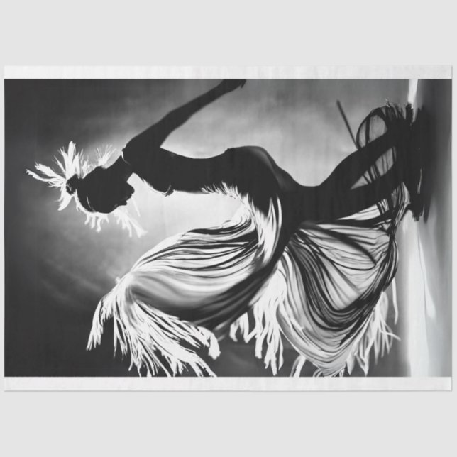 Papel De Seda Foto de mujer bailando en blanco negro (Anverso)