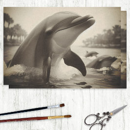 Papel De Seda Foto Decoupage de Delfín Mular Vintage
