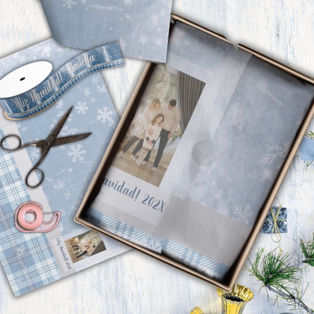 Papel De Seda Foto Feliz Navidad Elegante Azul  (Subido por el creador)