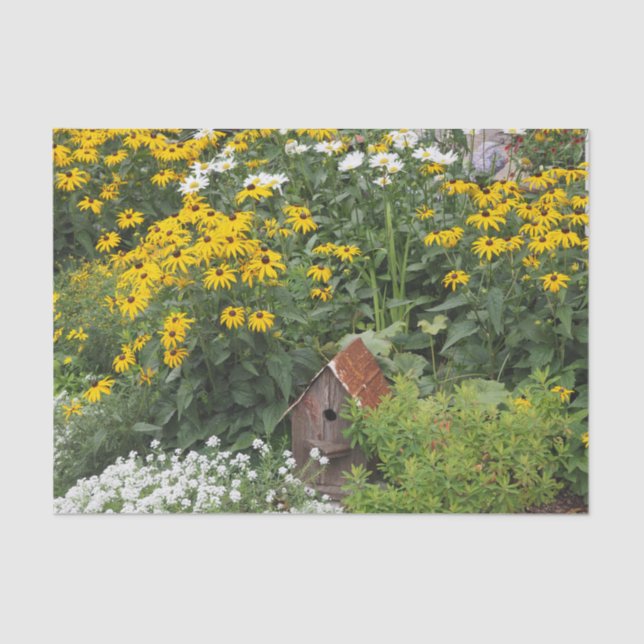 Papel De Seda Foto floral Rustic Bird House (Anverso)