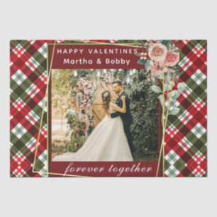 Papel De Seda Foto moderna Red & Green Plaid Happy Valentines