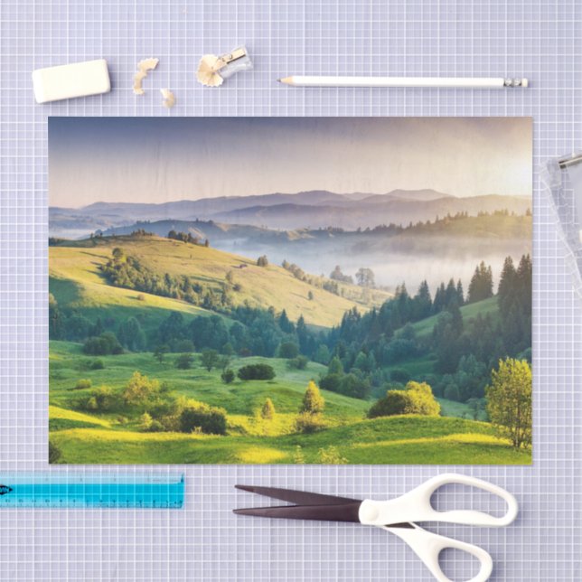 Papel De Seda Foto panorámica de colinas onduladas (Artesanía)