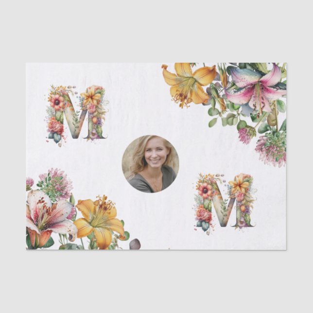 Papel De Seda Foto personalizada de la flor del Día de la Madre  (Anverso)