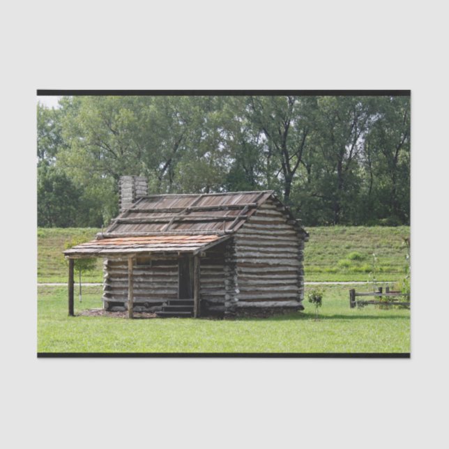 Papel De Seda Foto Rustic Log Cabin (Anverso)