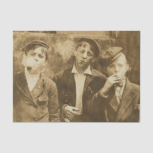 Papel De Seda Fotografía antigua de newsies fumando puros sepia