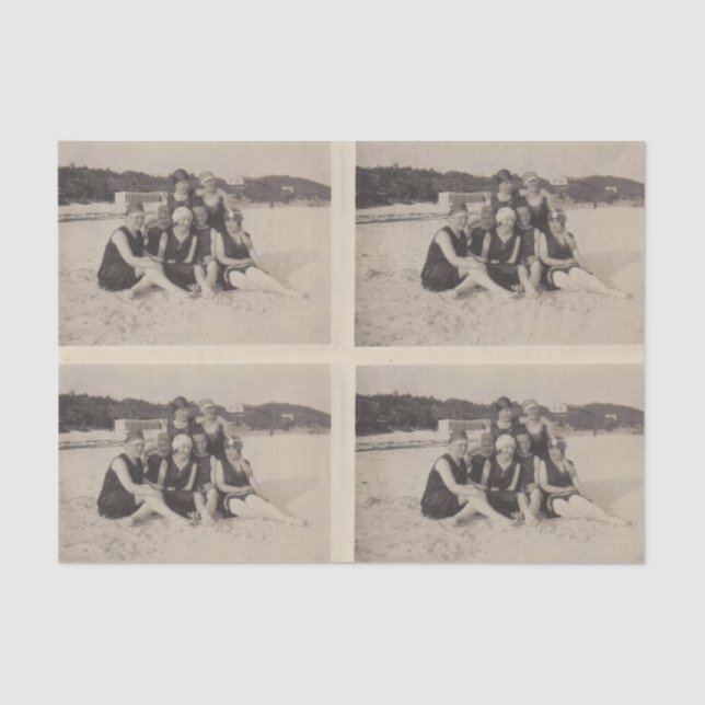 Papel De Seda Fotografía de época de Beach Group 1920 (Anverso)