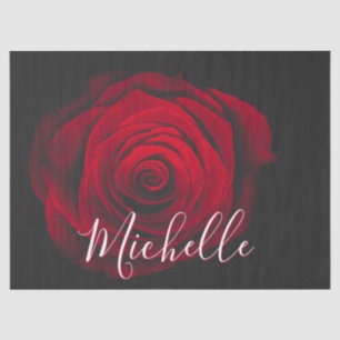 Papel De Seda Fotografía de la cosecha de rosa rojo monograma pe