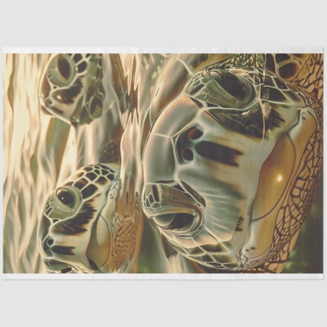 Papel De Seda Fotografía de la tortuga marina descompuesta (Anverso)