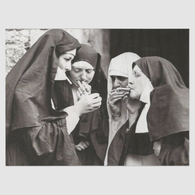 Papel De Seda Fotografía de las monjas humeantes de la época (Anverso)