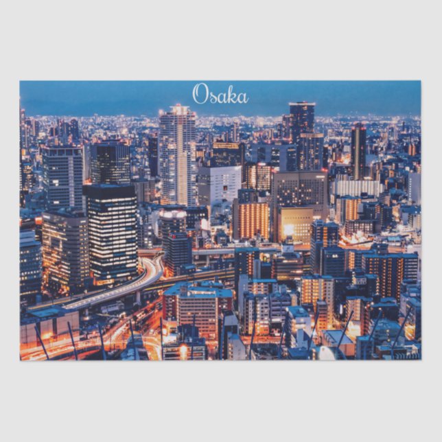 Papel De Seda Fotografía de paisajes urbanos de Osaka Japón (Anverso)