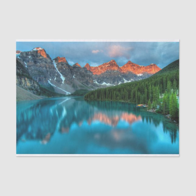 Papel De Seda Fotografía paisajística de Montaña y Lago Escénico (Anverso)