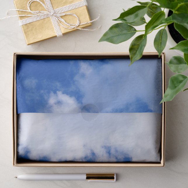 Papel de seda fotográfico de cielo azul y nubes bl (Regalo )