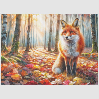 Papel De Seda Fox Autumn Forest Watercolor