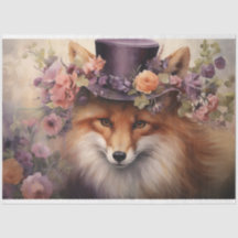 Fox de Floral Vintage con descomposición de flores