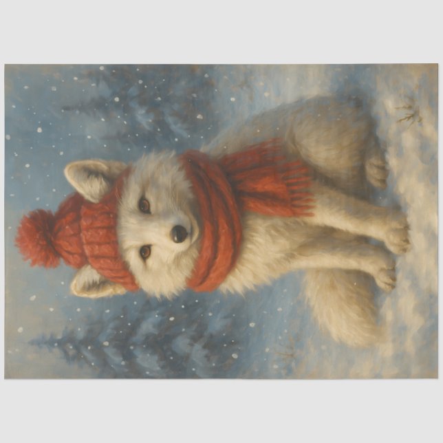 Papel De Seda Fox de Invierno en Navidades caprichosos de Red Sc (Anverso)