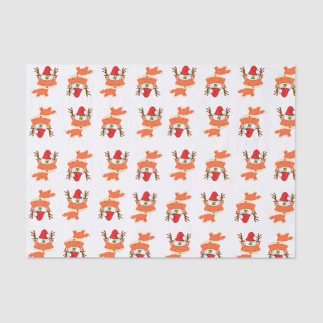 Papel De Seda Fox en navidad del modelo del gorra de Santa del (Anverso)