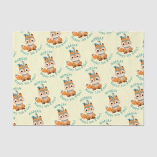 Papel De Seda Fox india, nombre y cumpleaños, amarillo pálido