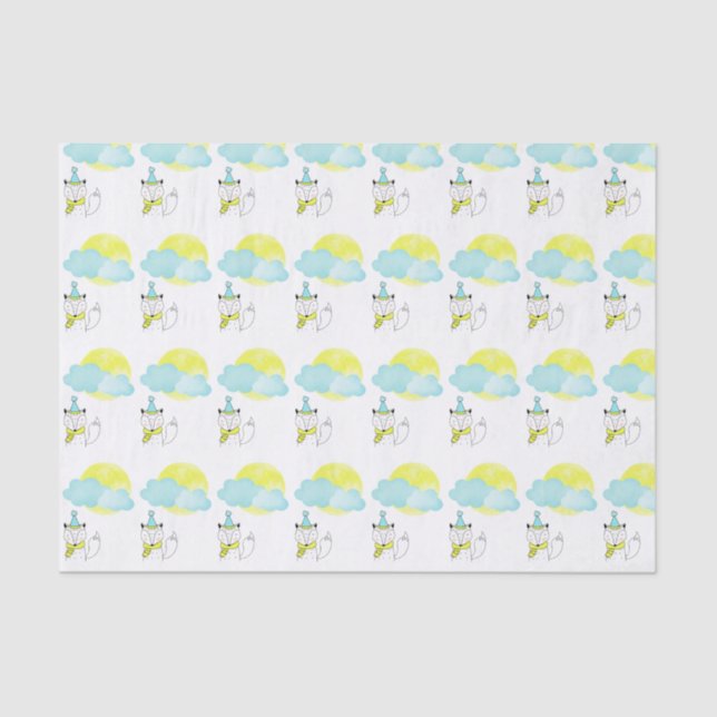 Papel De Seda Fox, Moon Y Nubes (Anverso)