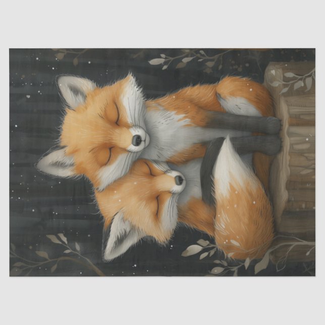 Papel De Seda Foxes Cuddling Animals (Anverso)