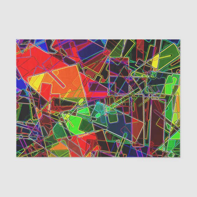 Papel De Seda Fractal geométrico de neón (Anverso)