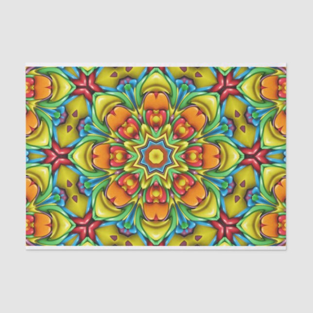Papel De Seda Fractal Kaleidoscopio Tropical con explosión de so (Anverso)