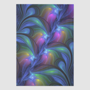 Papel De Seda Fractal verde rosa azul luminoso colorido abstract