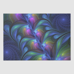 Papel De Seda Fractal verde rosa azul luminoso colorido abstract