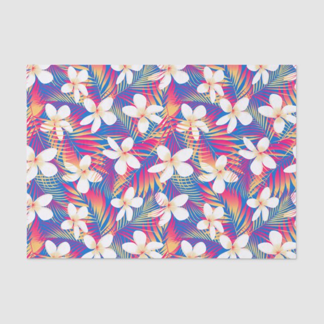Papel De Seda Frangipani de arco iris tropical (Anverso)